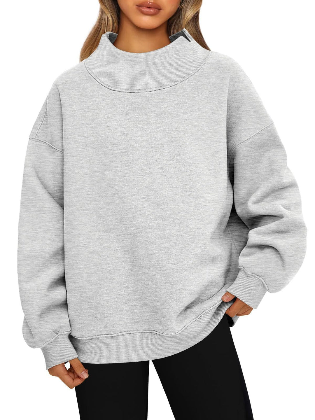Women's oversized sweatshirt with high stand-up collar and dropped shoulder Mune Fashion