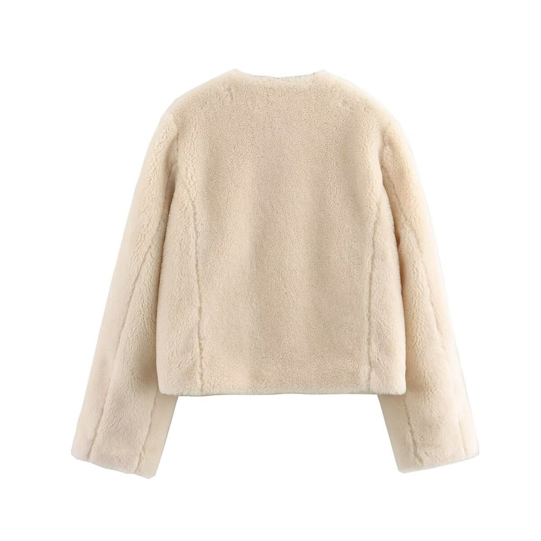 Women's teddy jacket with toggle fastenings and large patch pockets Mune Fashion