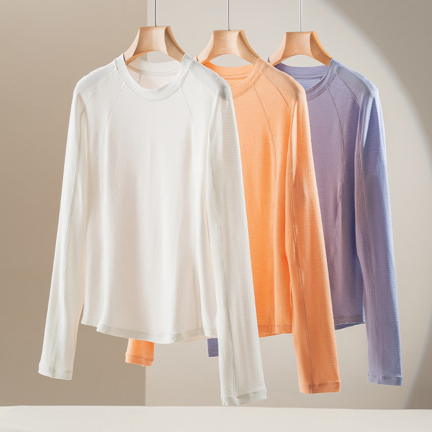 Women's Lightweight Long Sleeve Fine Knit Top with Raglan Sleeves and Round Neck Mune Fashion