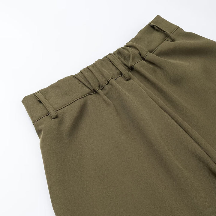 Women's Two-Piece Tailored Vest and Pants Set with Ties and Wide Leg Trousers