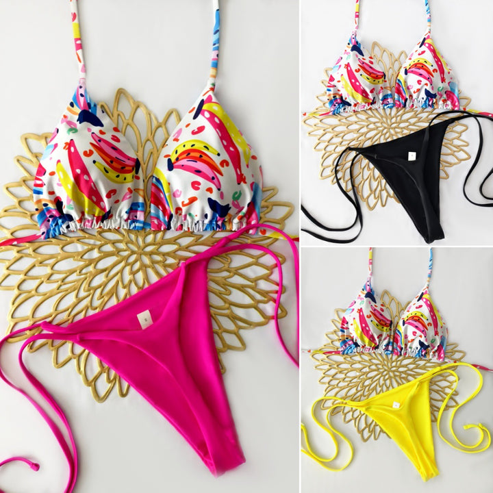 Women's bikini set with trendy animal print and fashionable bow detail Mune Fashion