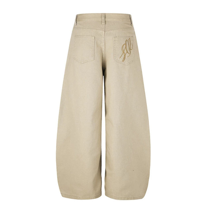 Women High-Cut Palazzo Pants with Wide Balloon Leg and Decorative Button Placket Mune Fashion