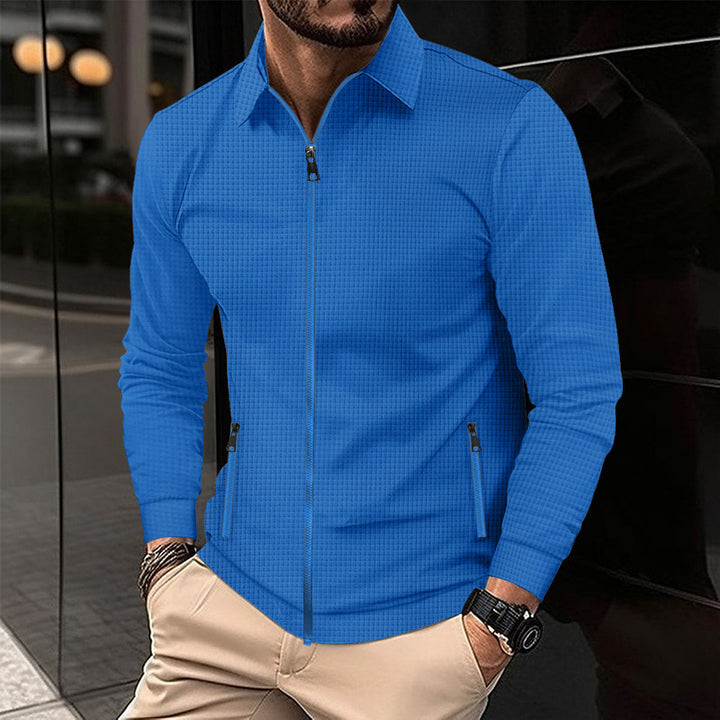 Men's patterned structured Slim-Fit zip-over shirt with collar Mune Fashion