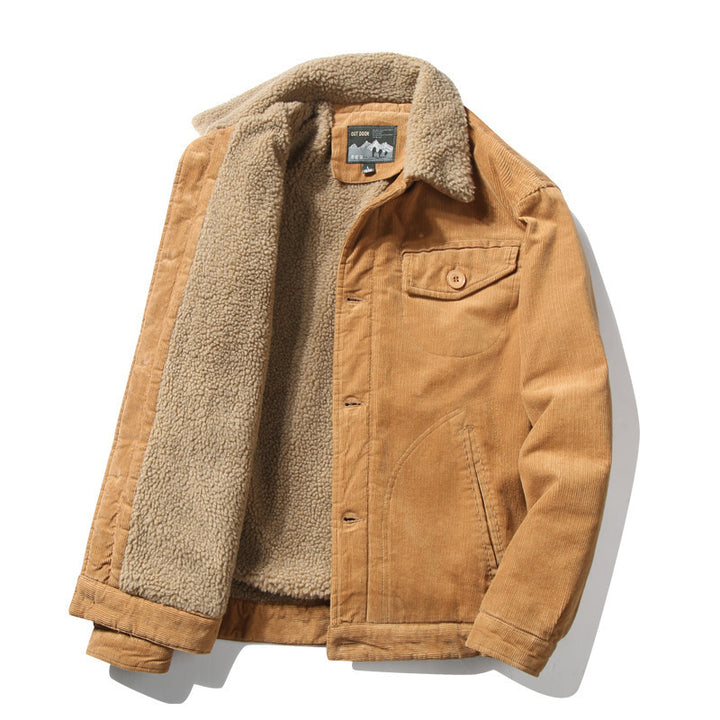 Men's cord jacket with continuous sherpa lining and shirt collar Mune Fashion