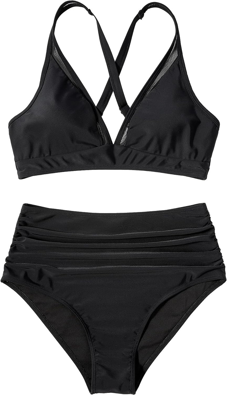 Women’s Sporty Bikini Set with Crossed Straps and High Cut Mune Fashion