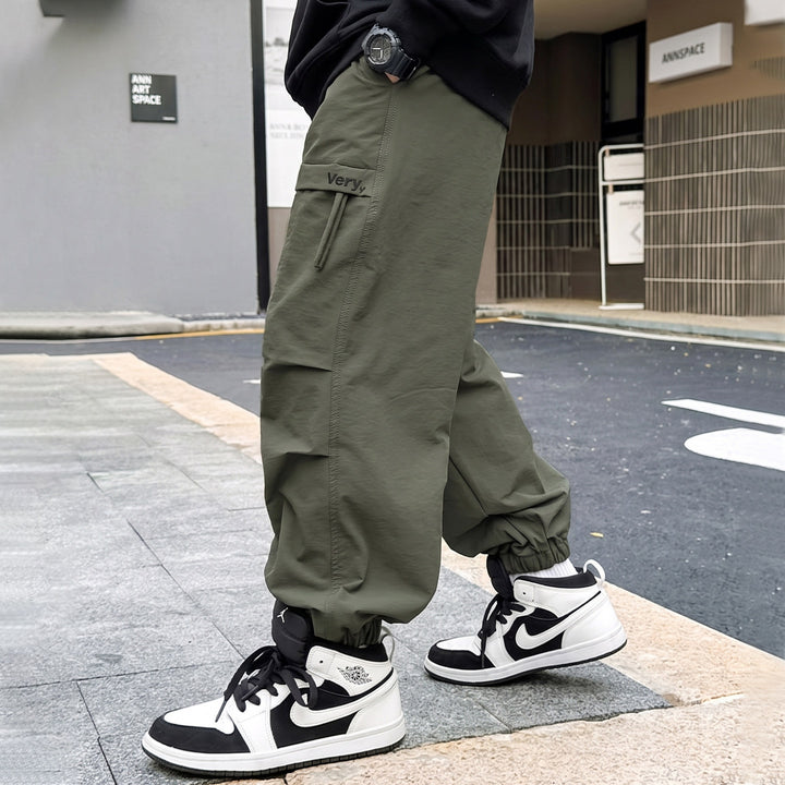 Men's Casual Cargo Pants with Elastic Waistband and Functional Pockets Mune Fashion