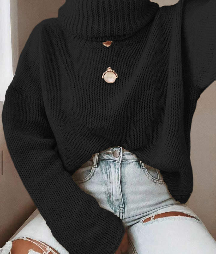 Women's Oversized Turtleneck Sweater Coarsely Knitted with Loose Fit Mune Fashion