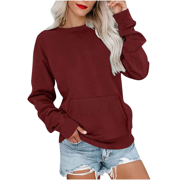 Women's Loose Sweatshirt with Round Neckline and Kangaroo Pocket Mune Fashion