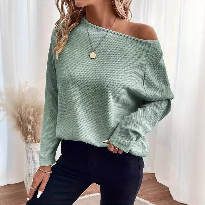 Ladies Lightweight Textured Knit Sweater with Boat Neck and Casual Fit Mune Fashion