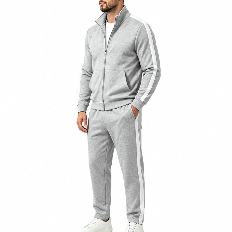 Men's Sport Tracksuit Set with Contrast Stripes, Zip Jacket and Jogging Pants Mune Fashion