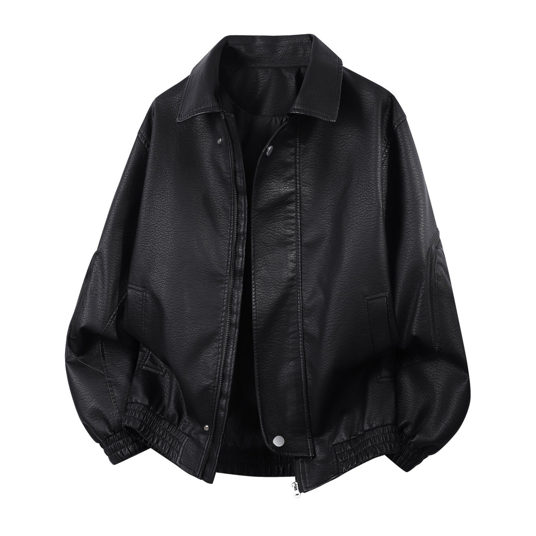 Men's oversized faux leather blouson with elastic hem and concealed zipper Mune Fashion