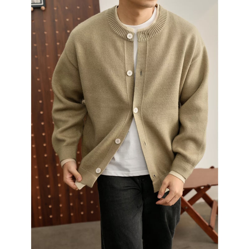 Men's Stylish Cardigan with Round Neckline Mune Fashion