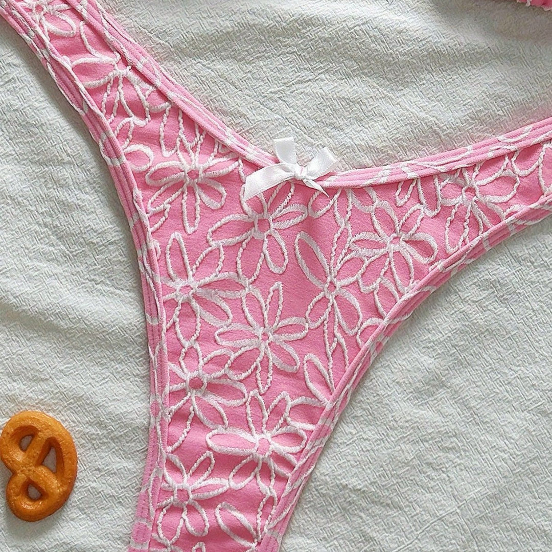Women Playful Triangle Bikini with Floral Appliqués Mune Fashion