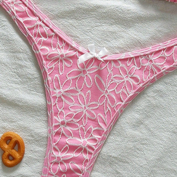 Women Playful Triangle Bikini with Floral Appliqués Mune Fashion