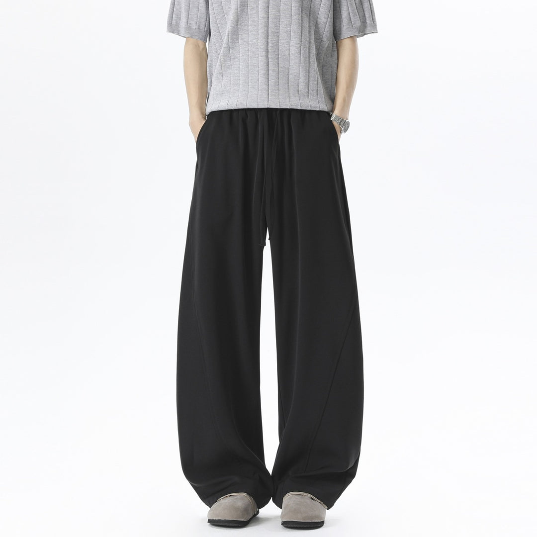 Men's Wide Relaxed Casual Pants with Drawstring Waist & Flowing Silhouette Mune Fashion