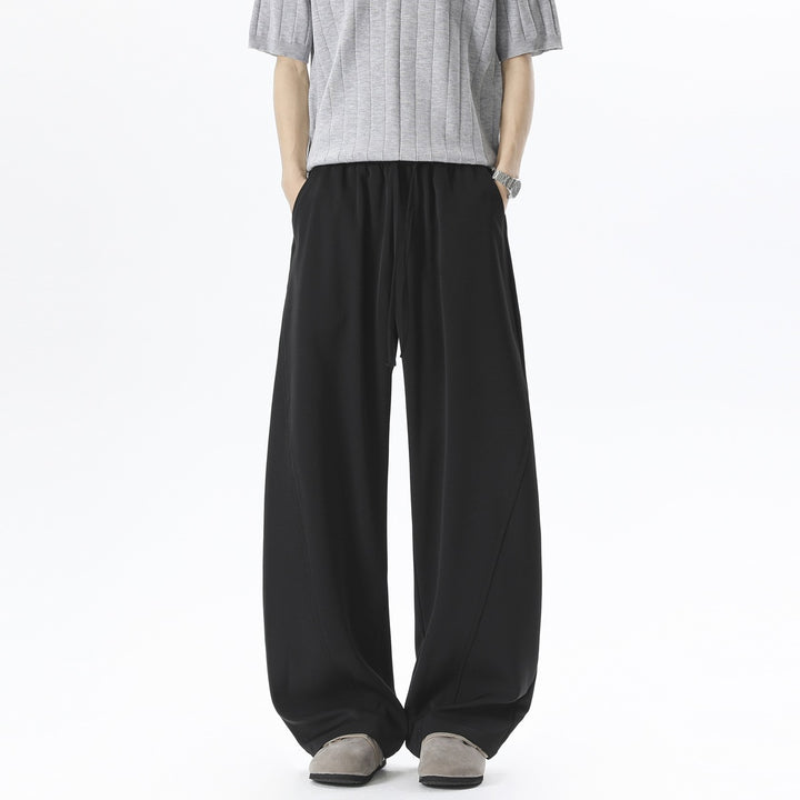 Men's Wide Relaxed Casual Pants with Drawstring Waist & Flowing Silhouette Mune Fashion