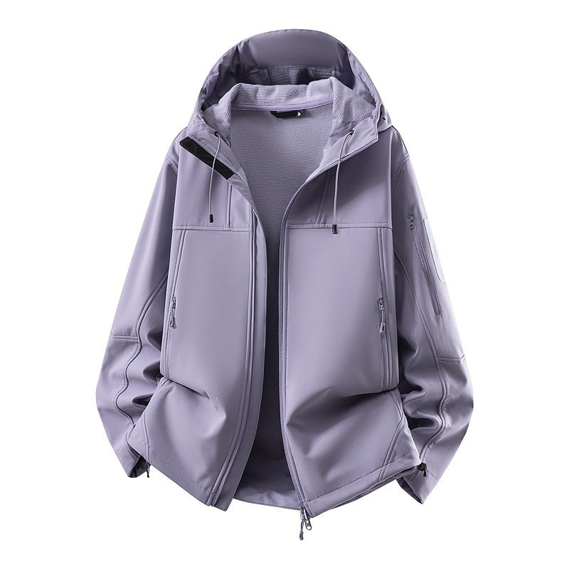 Men's softshell jacket with fleece lining, water-repellent and hood reinforcement Mune Fashion