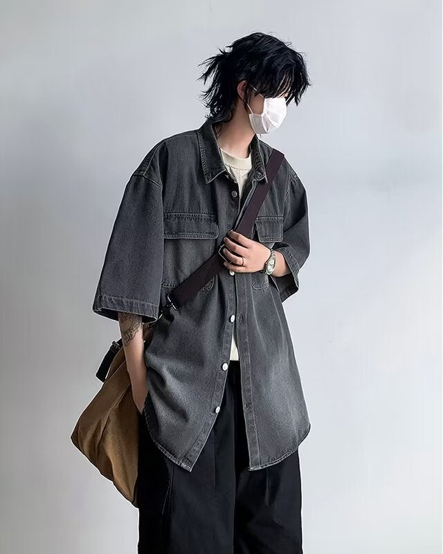 Men's Oversized Vintage Denim Shirt Mune Fashion