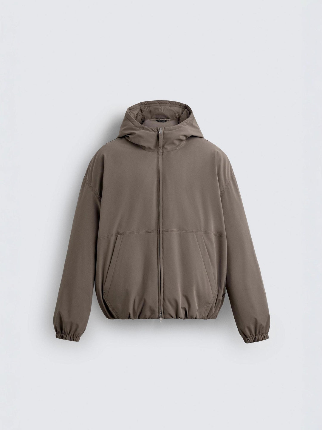 Men's Boxy Short Jacket with Hood, Elastic Hem and Concealed Zipper Mune Fashion