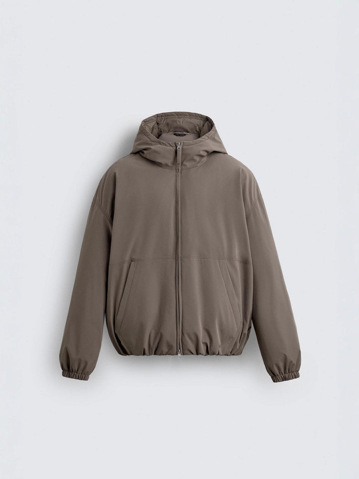 Men's Boxy Short Jacket with Hood, Elastic Hem and Concealed Zipper Mune Fashion