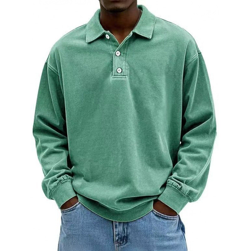 Men's Oversize Long Sleeve Polo made from Cotton Blend Mune Fashion