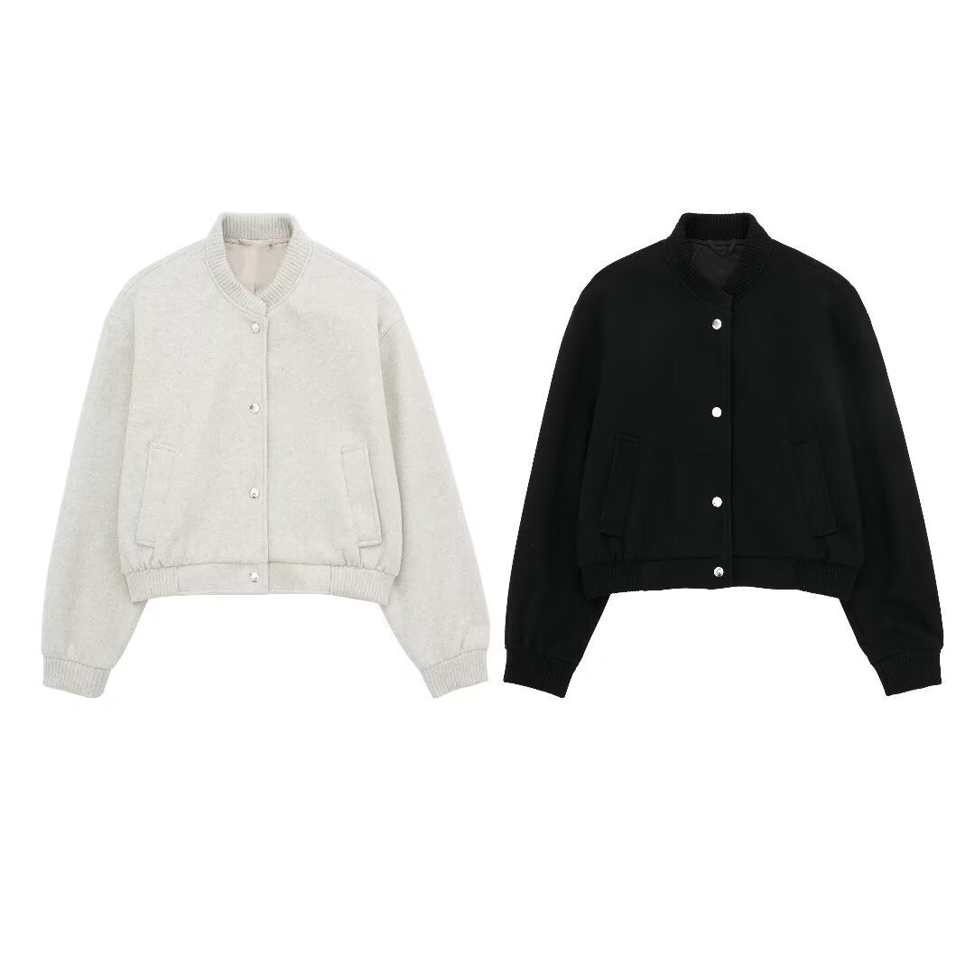 Women's short cut bomber jacket with ribbed cuffs Mune Fashion