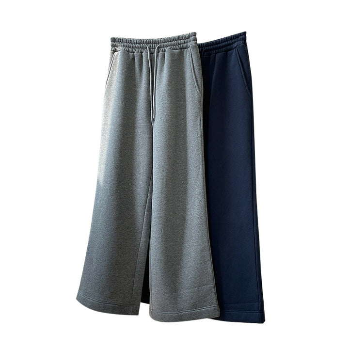 Women's Extra Wide Palazzo Sweatpants Made of Cotton Fleece with Drawstring and Side Pockets Mune Fashion