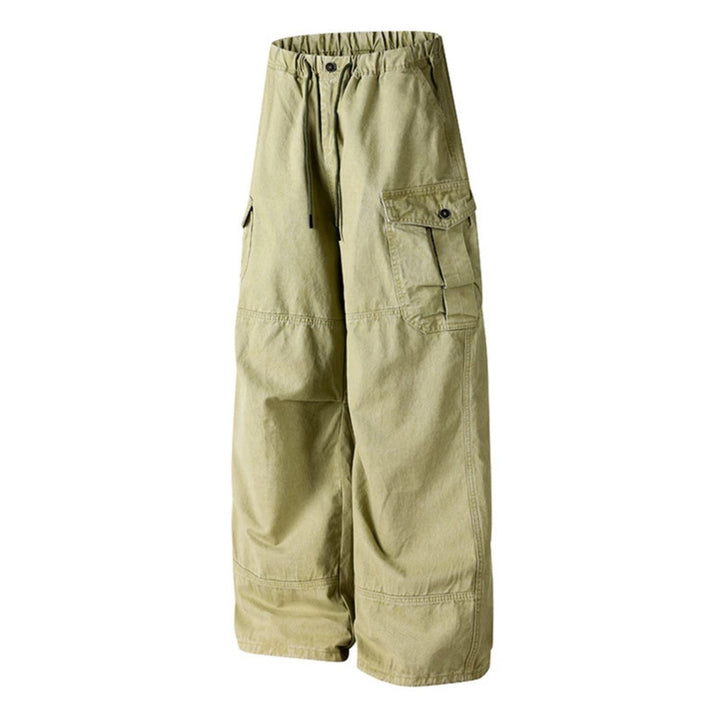 Women's Wide Cargo Palazzo Pants with Drawstring Waist and Multiple Pockets Mune Fashion