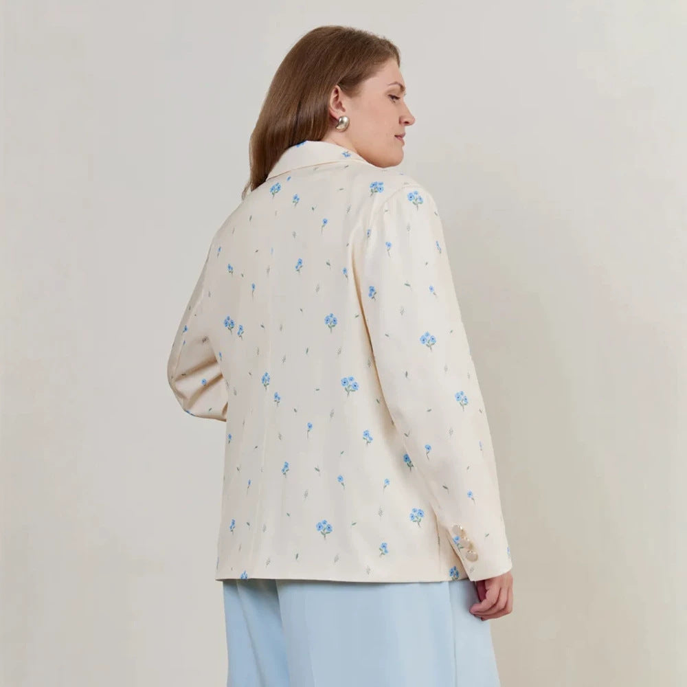 Women’s boxy cut blazer with floral all-over print and flap pockets Mune Fashion