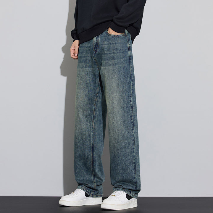 Men's Loose Denim Jeans in Vintage Look with Low Rise and Casual Fit Mune Fashion