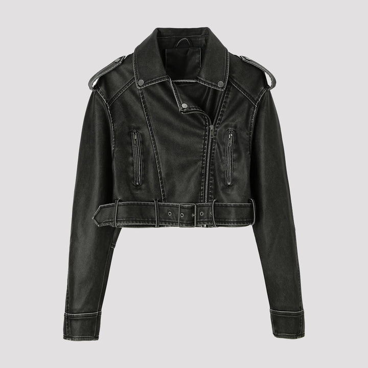 Women's Cropped Biker Jacket Mune Fashion