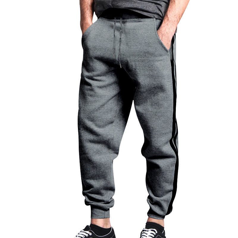 Men's Relaxed-Fit Jogging Pants with Side Contrast Stripe, Elastic Waistband & Drawstring Mune Fashion