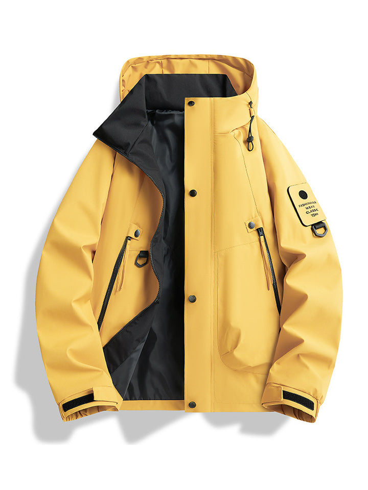 Men's waterproof urban hardshell jacket with welded seams, adjustable hood and utility arm pocket Mune Fashion