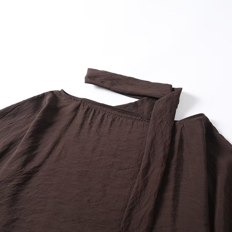 Women Asymmetrical Poncho Cape with Ties and Grommet Trim Mune Fashion