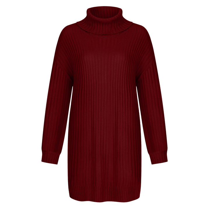 Women's Ribbed Turtleneck Tunic with Boxy Oversized Fit Mune Fashion