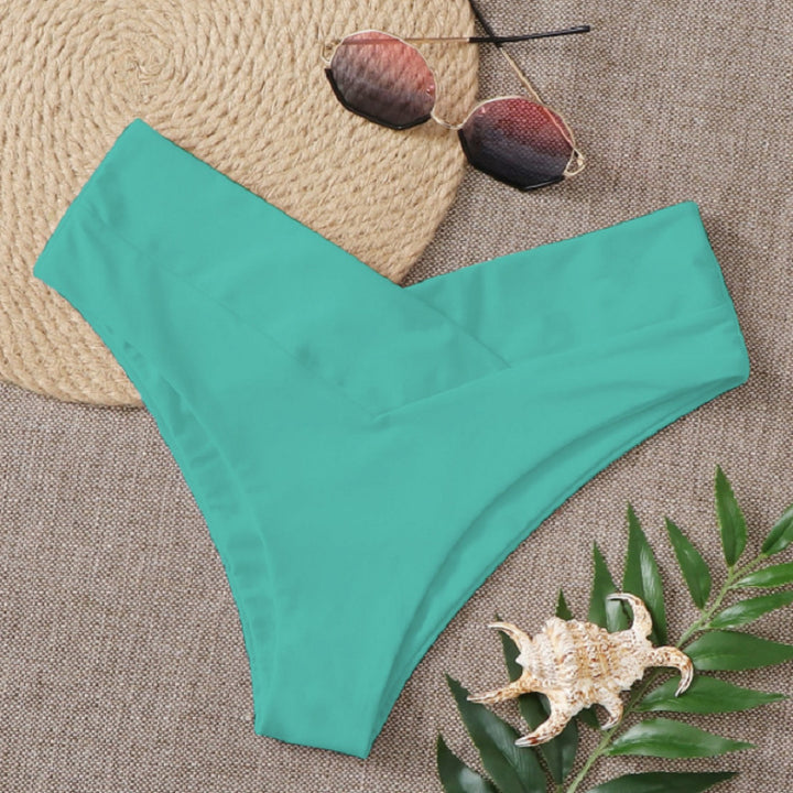 Women's High-Cut Bikini Bottom with Stylish V-Neck Mune Fashion