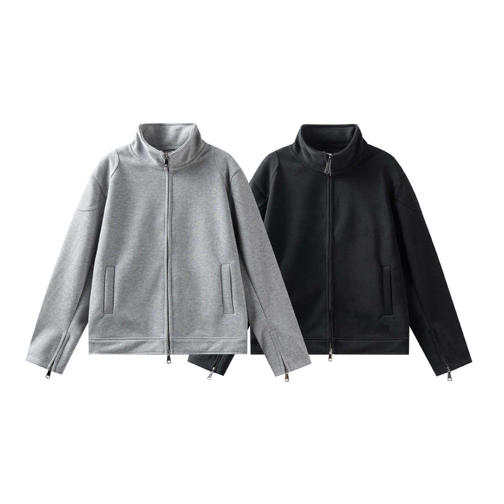 Unisex High Collar Zip Jacket made of French Terry with sleeve slits and side pockets Mune Fashion