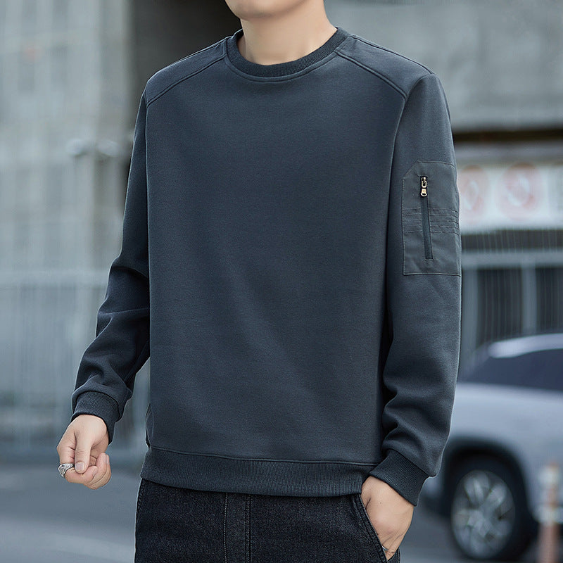 Men's Minimalist Sweatshirt with Raglan Sleeves and Zipper Arm Pocket Mune Fashion