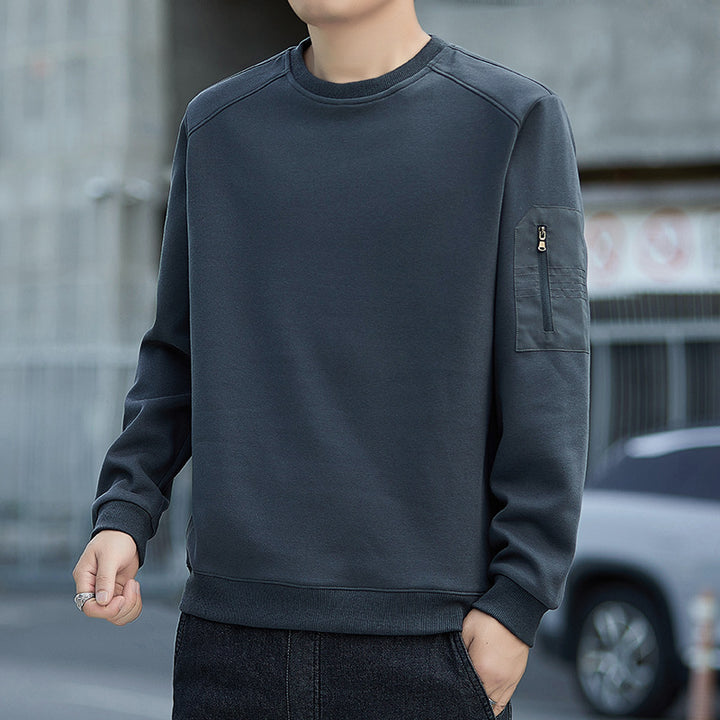 Men's Minimalist Sweatshirt with Raglan Sleeves and Zipper Arm Pocket Mune Fashion