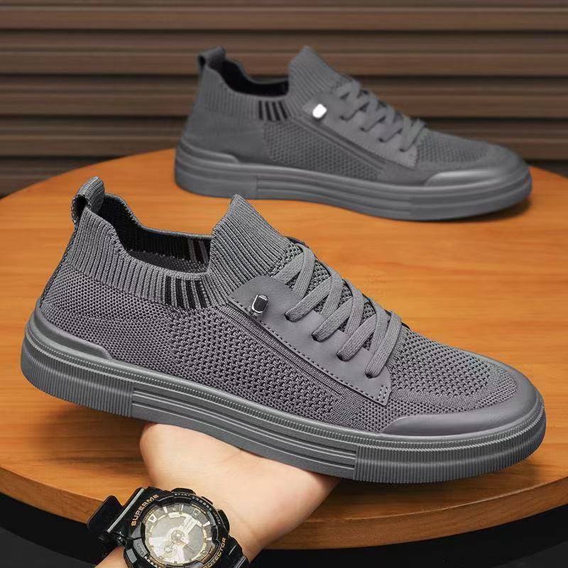 Men's Low-Top Knit City Sneaker with Elastic Shaft, Side Zipper and Shock-Absorbing Rubber Sole Mune Fashion