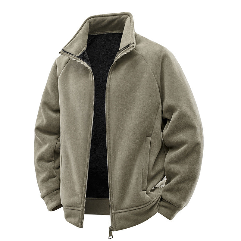 Men's fleece thermal jacket with double-layer teddy inner lining and high stand-up collar Mune Fashion
