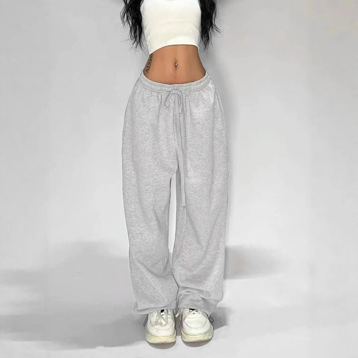 Women's wide cut lounge pants with high waistband, extra wide leg and drawstring Mune Fashion