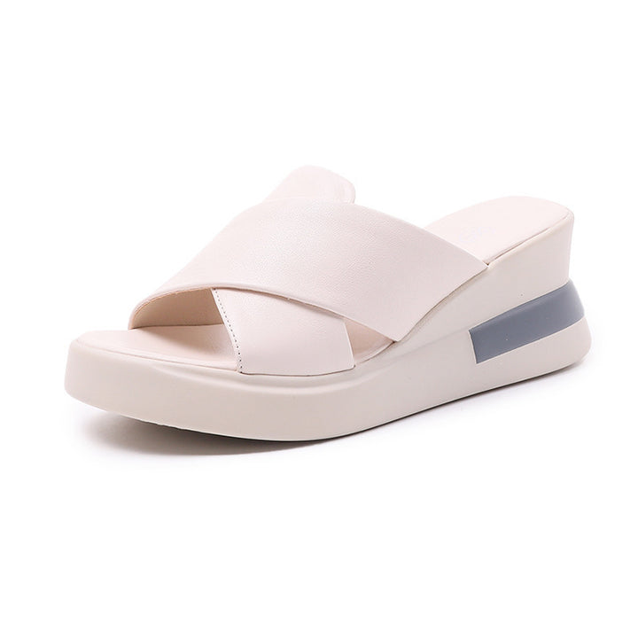 Women's city comfort wedge slippers with ergonomic viscoelastic footbed and seamless synthetic upper Mune Fashion