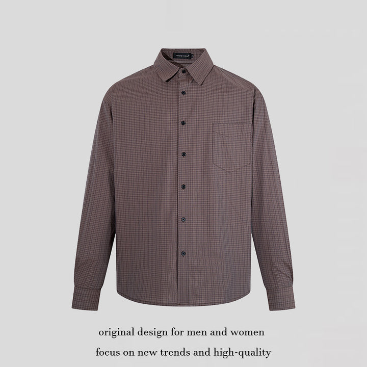 Men's long sleeve shirt in fine Glencheck with chest pocket and straight cut Mune Fashion