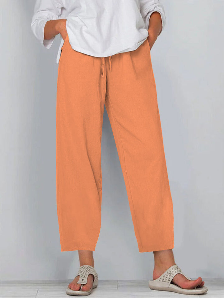 Women's Relaxed Culotte Pants with Drawstring, Side Pockets and Ankle Length Mune Fashion