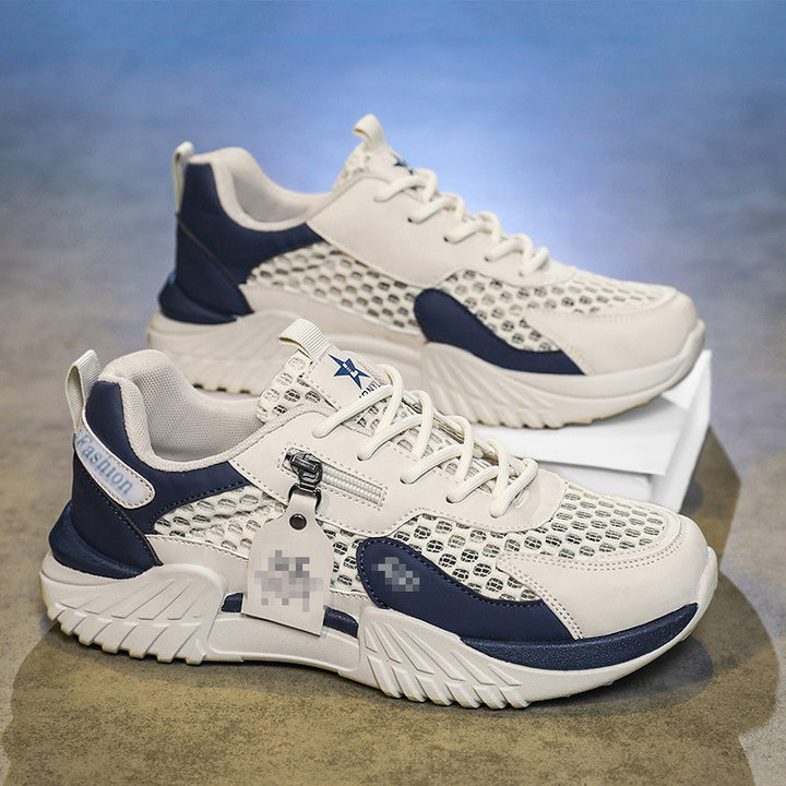 Men's Mesh-Chunky-Sneaker with Side Zipper and Cushioning Profile Sole Mune Fashion