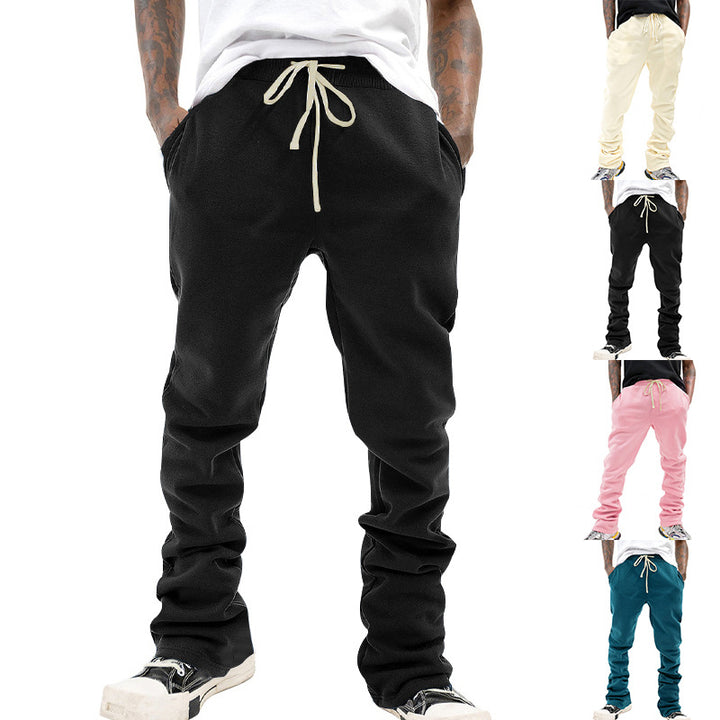 Men's Loose-Fit Fleece Jogging Pants with Drawstring, Side Pockets & Straight Leg Mune Fashion