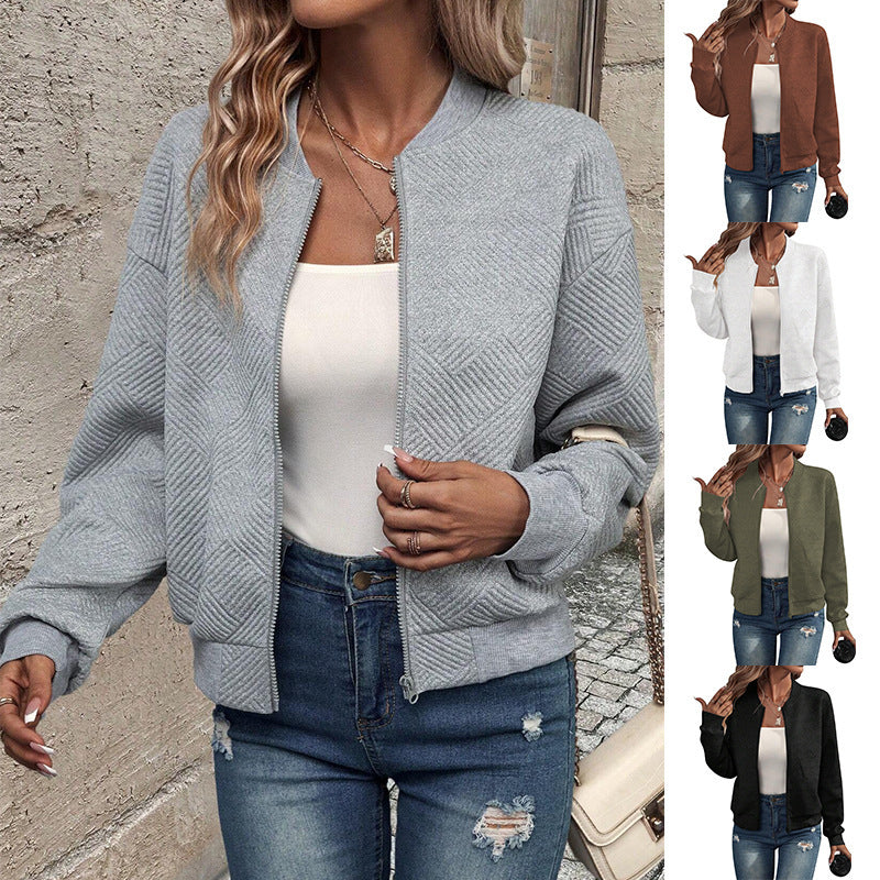 Women's structured knit bomber jacket with full zip and ribbed cuffs Mune Fashion