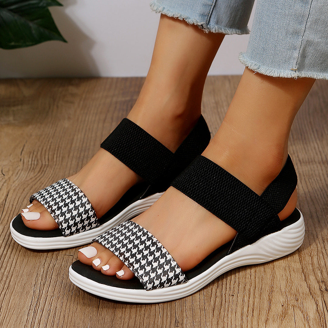 Damen Strick‑Sandalen mit elastischen Riemen und dämpfender Plateau‑Sohle Mune Fashion