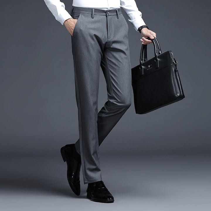 Men's Formal Slim-Fit Suit Trousers with Stretch Waistband and Crease Mune Fashion